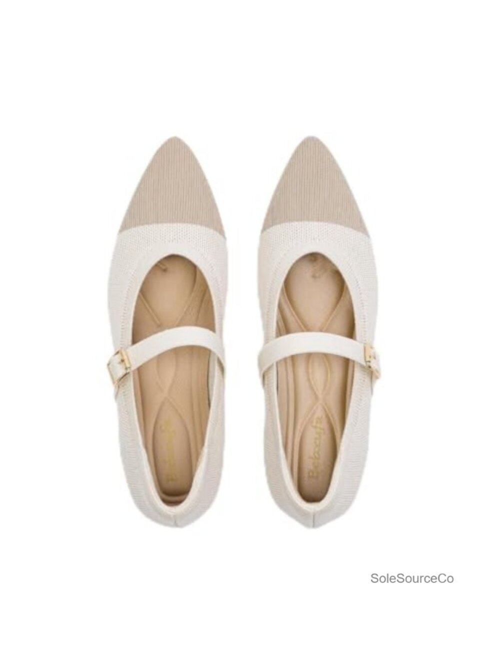 Comfortable Stretchy Knit Pointed Toe Mary Jane Ballet Flats with Arch Support